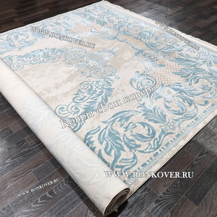 Турецкий Ковер для гостиной Белый с Голубым Арт 29862