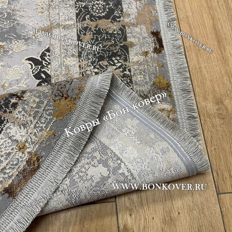 Турецкий ковер для гостиной Дизайн 04 Серый Овал