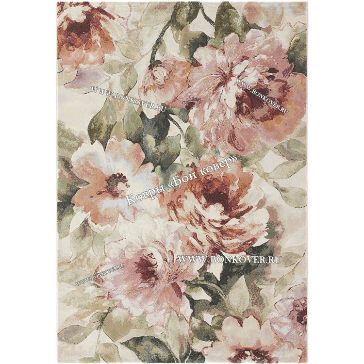 Бельгийский Высокоплотный Ковер с Цветами Арт 28111 Зеленый