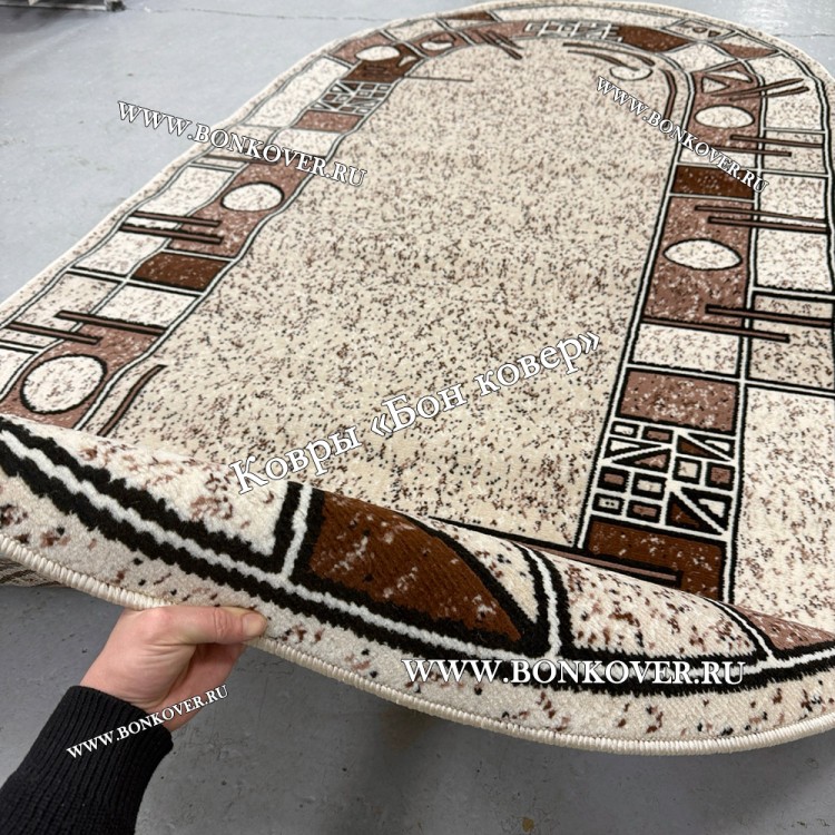 Ковер Лайт Карпет New 4 Дизайн 03 Бежево-Коричневый Овал