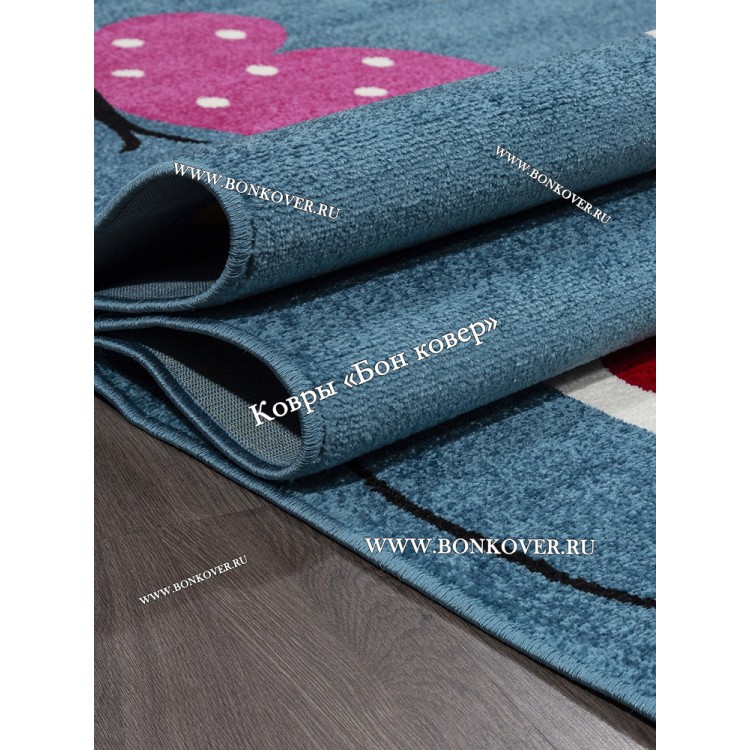 Детский Ковер с Бабочками Синий Дизайн 30008