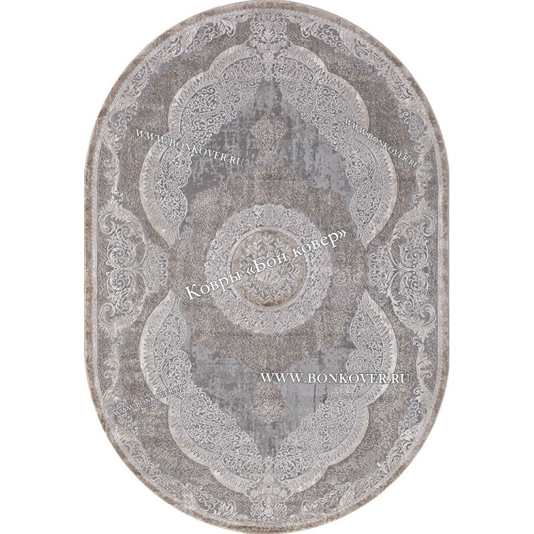 Классический ковер дизайн 85 Серый с коричневым Овал