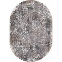 Абстрактный ковер дизайн 99 коричневый с серым овал